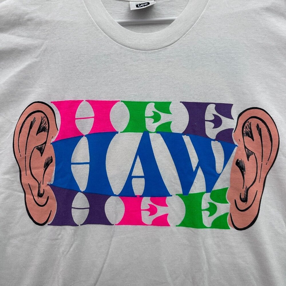 Vintage Lee T Shirt Mens XL White 610 WIOD News Talk Raido Promo 90s Retro - Picture 2 of 7